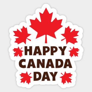 Happy Canada Day, Holiday, Maple Leaves, Red Sticker